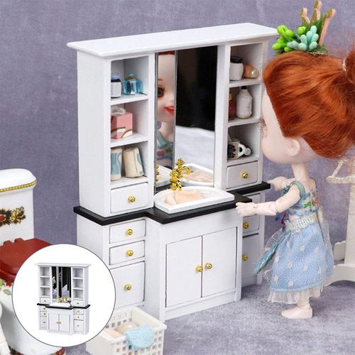 1/12 Doll House Miniature Cupboard Wash Basin Sink Cabin