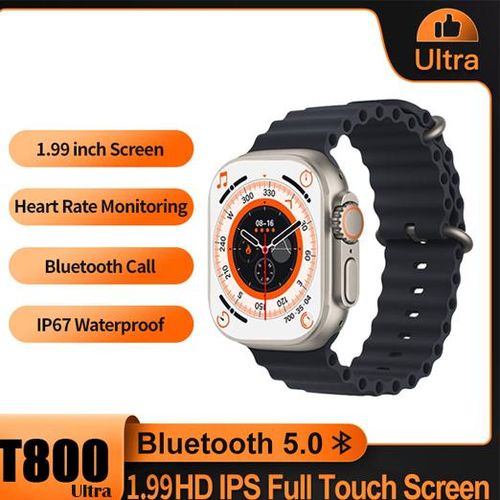 T800 Ultra Smart Watch 1.99 inch Infinite Display,Bluetooth Calling,Heart Rate Tracking, Sports Features-Black