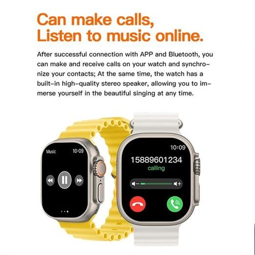 T800 Ultra Smart Watch 1.99 inch Infinite Display,Bluetooth Calling,Heart Rate Tracking, Sports Features-Black