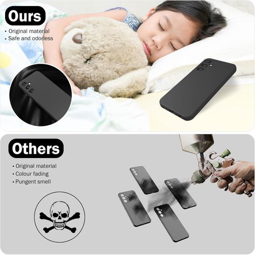 Samsung Galaxy A55 5G Case with 2 Pack Screen Protector, Liquid Silicone with Soft Anti-Scratch Microfiber Lining Shockproof Protective Cover-Black
