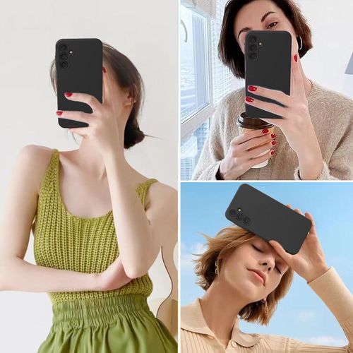 Samsung Galaxy A55 5G Case with 2 Pack Screen Protector, Liquid Silicone with Soft Anti-Scratch Microfiber Lining Shockproof Protective Cover-Black