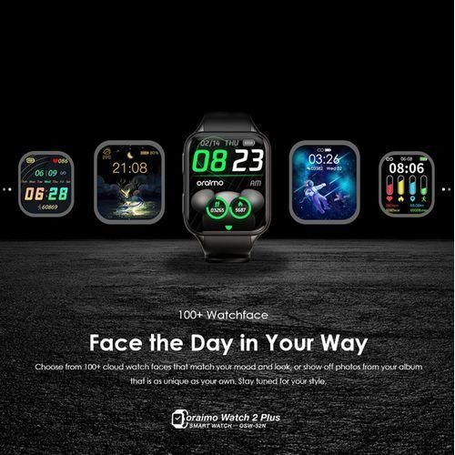 Oraimo Watch 2 Plus Calling Smart Watch IP68 Resistance HRM SpO2 Monitor - Black