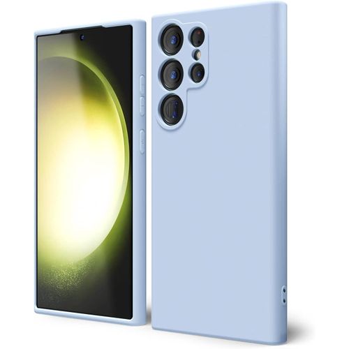 Samsung Galaxy S23, S23 Plus, S23 Ultra Phone Case Liquid Silicone, Cute Thin Slim Soft Rubber TPU Smooth Gel Cover-Sky Blue