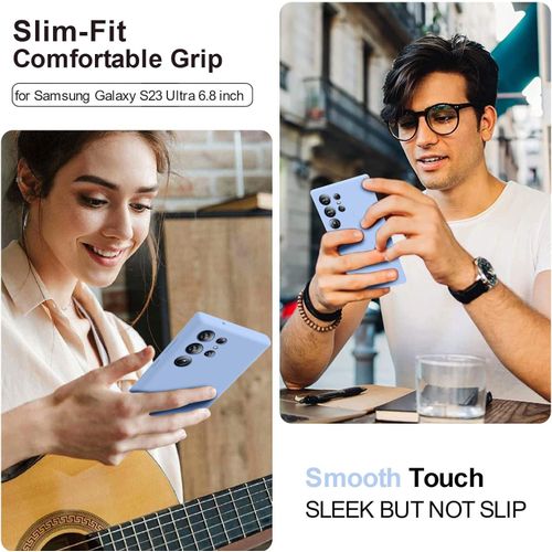 Samsung Galaxy S23, S23 Plus, S23 Ultra Phone Case Liquid Silicone, Cute Thin Slim Soft Rubber TPU Smooth Gel Cover-Sky Blue