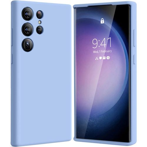 Samsung Galaxy S23, S23 Plus, S23 Ultra Phone Case Liquid Silicone, Cute Thin Slim Soft Rubber TPU Smooth Gel Cover-Sky Blue