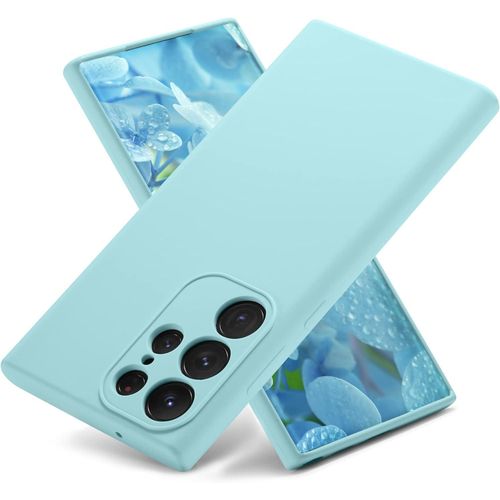 Samsung Galaxy S23, S23 Plus, S23 Ultra Phone Case Liquid Silicone, Cute Thin Slim Soft Rubber TPU Smooth Gel Cover-Sky Blue