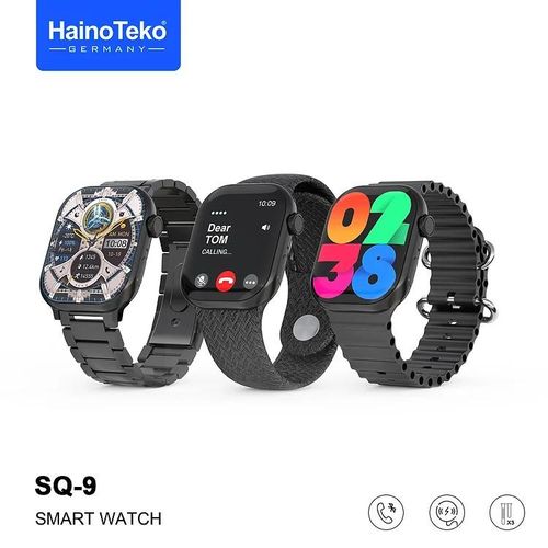 Haino teko Germany Haino Teko SQ- 9 Full Screen Amoled Display Smart Watch With 3 Pair Straps and Wireless Charger For Ladies and Gents