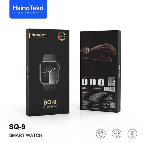 Haino teko Germany Haino Teko SQ- 9 Full Screen Amoled Display Smart Watch With 3 Pair Straps and Wireless Charger For Ladies and Gents