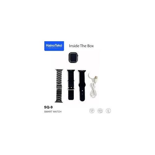 Haino teko Germany Haino Teko SQ- 9 Full Screen Amoled Display Smart Watch With 3 Pair Straps and Wireless Charger For Ladies and Gents