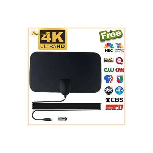 Sunshine> Flat 4K Indoor TV Antenna Aerial Digital HDTV Antennas 50 Miles Range Booster New