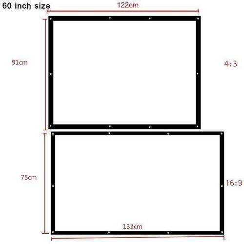 60 Inch Projector Screen 16:9 Portable Manual Pull Down Projector Home Movie Zero Point One Six Eight Seven Five
