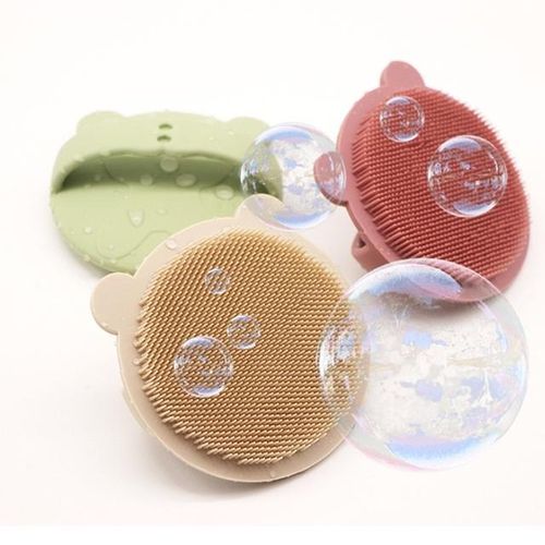Safety Silicone Baby Bath Brush Newborn Scalp Massage Brush Boys Girls Bathing Shampoo Brush Wet And Dry Hair Scrubber Brush