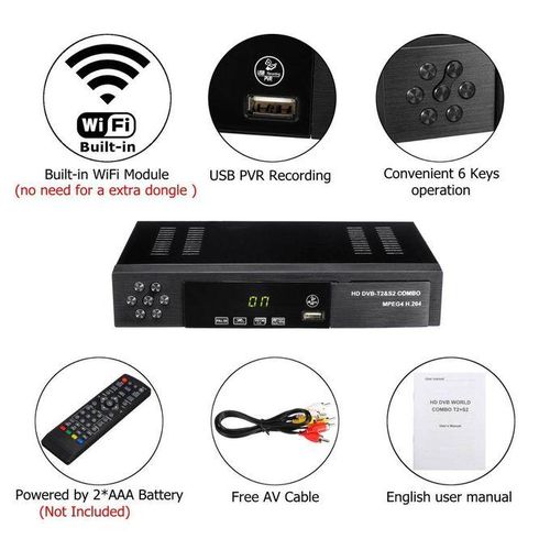 Digital Satellite Terrestrial TV Receiver T2+S2 HD 1080P Decoder Set-top BOX