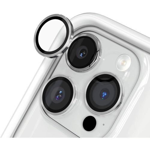 IPhone 11 12 13 14 Mini Pro Max Camera Lens Protector, Premium Tempered Glass Aluminum Rim Camera Lens Screen Protector-Silver