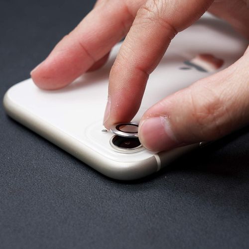 IPhone 11 12 13 14 Mini Pro Max Camera Lens Protector, Premium Tempered Glass Aluminum Rim Camera Lens Screen Protector-Silver