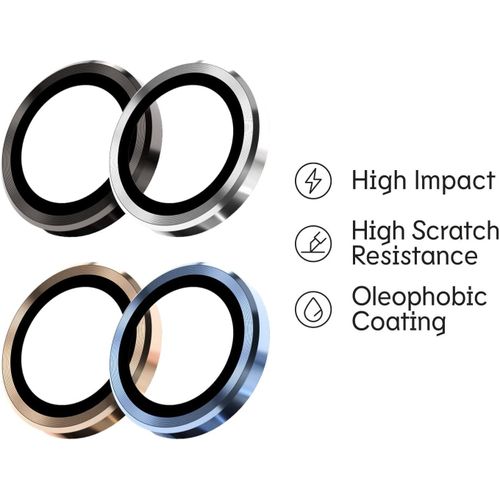 IPhone 11 12 13 14 Mini Pro Max Camera Lens Protector, Premium Tempered Glass Aluminum Rim Camera Lens Screen Protector-Silver