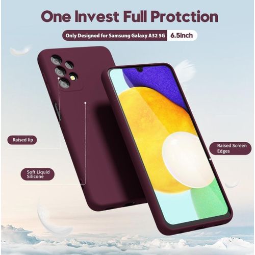 Samsung Galaxy A32 5G Soft Rubber Liquid Silicone Case Cover Maroon