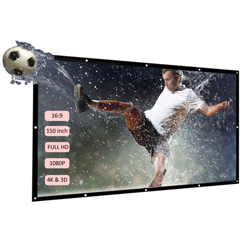 H150 150'' Portable Projector Screen HD 16:9 White Dacron