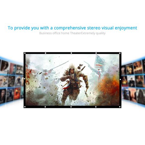 H150 150'' Portable Projector Screen HD 16:9 White Dacron