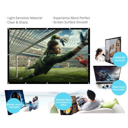 H150 150'' Portable Projector Screen HD 16:9 White Dacron