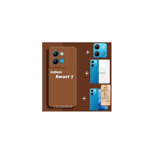 Infinix Smart 2, 3, 4, 5, 6, 7, 8 HD Plus Rubber Protective Phone Case With Lanyard, Slim Thin Soft Shockproof Cover - Brown