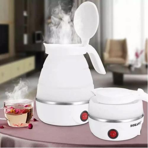 0.7 Liter Portable Expandable And Collapsible Travel Silicone Portable Electric Kettle-White
