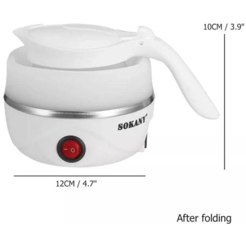 0.7 Liter Portable Expandable And Collapsible Travel Silicone Portable Electric Kettle-White