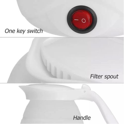 0.7 Liter Portable Expandable And Collapsible Travel Silicone Portable Electric Kettle-White