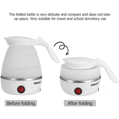 0.7 Liter Portable Expandable And Collapsible Travel Silicone Portable Electric Kettle-White