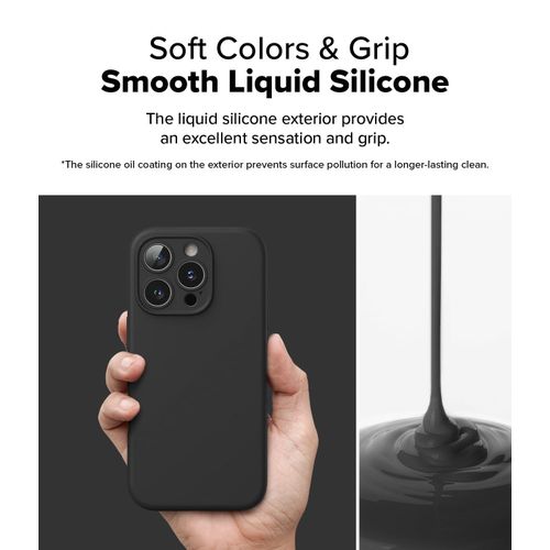 Universal Iphone 16 Pro Luxury Soft Rubber Liquid Silicone Skin Touch Feel Cover Case Black