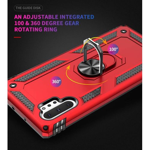 Samsung Galaxy Note 10, Note 10 Plus, Note 20, Note 20 Plus Ultra Case With Military-Grade Metal Ring Holder Stand Drop Tested Shockproof Cover Case -Red