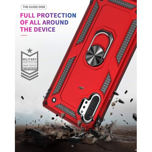 Samsung Galaxy Note 10, Note 10 Plus, Note 20, Note 20 Plus Ultra Case With Military-Grade Metal Ring Holder Stand Drop Tested Shockproof Cover Case -Red