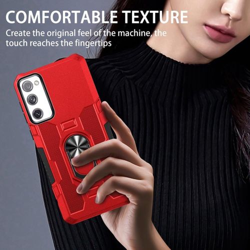Samsung Galaxy Note 10, Note 10 Plus, Note 20, Note 20 Plus Ultra Case With Military-Grade Metal Ring Holder Stand Drop Tested Shockproof Cover Case -Red