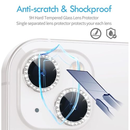 Universal IPhone 15 15 Pro 15 Pro Max Point Drill Camera Lens Protector Circle Camera Glass Protector Diamond Silver