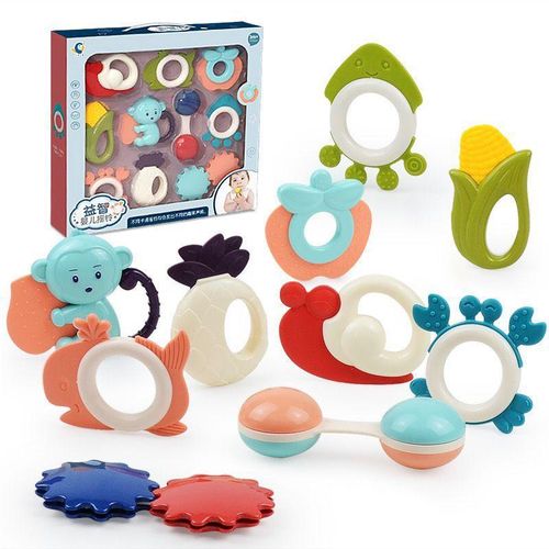 New Born Teether Toy Gift Set Portable Box Children Toddler Teeth Toy - Multi-colour