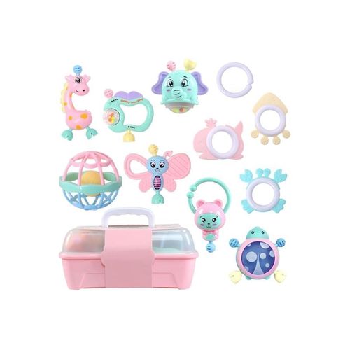 New Born Teether Toy Gift Set Portable Box Children Toddler Teeth Toy - Multi-colour