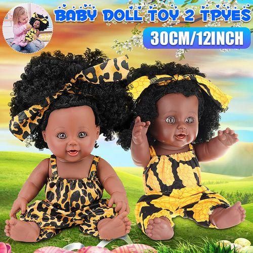 Black African Girl Doll For Kids Girl Age 3 4 5 6 7 Years Fashion Play Doll 12inch