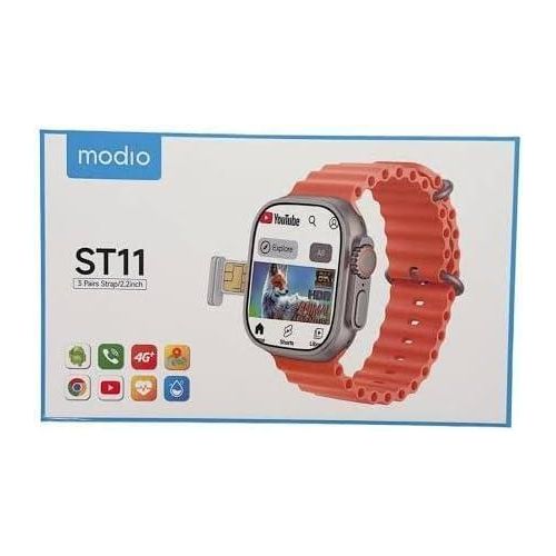 Modio 4G Ultra MAX SIM Powered Smart Watch with 4GB RAM and 64GB Internal Memory - with 3 Strap -Multicolor
