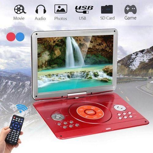 17'' Portable Car Rechargeable DVD Player Remote Control 270&deg; Rotation Screen BlueRed Red red