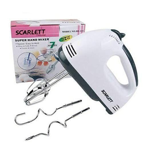Scarlett 7-Speed Hand Mixer, Egg Beater-White.