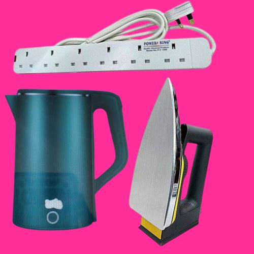 Saachi Unique Bundle Of, Green Kettle ,Extension, Flat Iron -Green