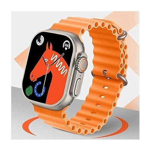 Smart Watch T800 ULTRA Quality Smart Watch 1.99 Inch Display, BT Calling, Heart Rate Tracking, Sports Features Orange Strap - Buy Now