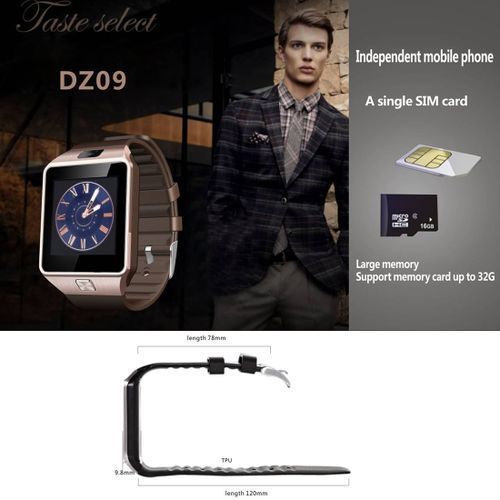 DZ09 1.56 Inch Screen Bluetooth  Smart Watch Phone (Gold)