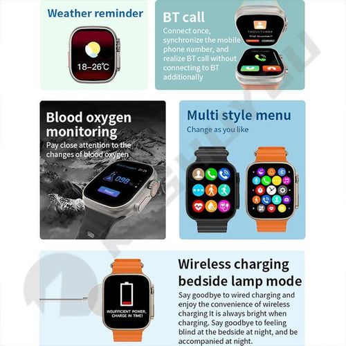 BT Ultra Smartwatch Bluetooth Phone Waterproof - Black
