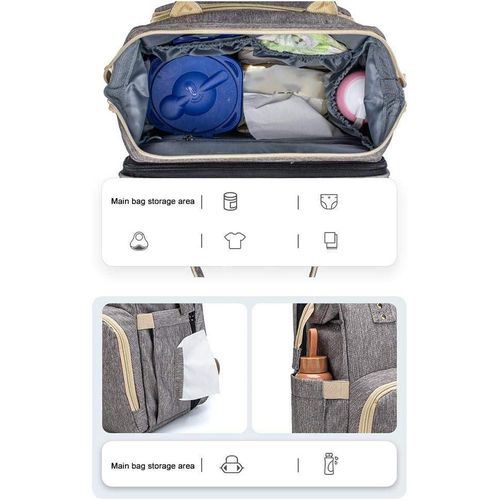 Diaper Bag Backpack with Baby Changing Station - Grey