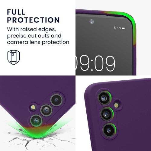 Samsung Galaxy A20, A21, A22, A23 , A24, A25 Case, Slim Liquid Silicone Shockproof Anti-scratch , With Screen Guard Protective Soft Rubber Gel Phone Case Cover - Purple