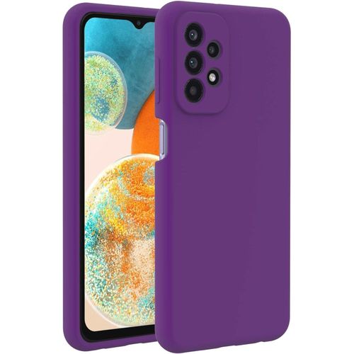 Samsung Galaxy A20, A21, A22, A23 , A24, A25 Case, Slim Liquid Silicone Shockproof Anti-scratch , With Screen Guard Protective Soft Rubber Gel Phone Case Cover - Purple