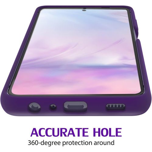 Samsung Galaxy A20, A21, A22, A23 , A24, A25 Case, Slim Liquid Silicone Shockproof Anti-scratch , With Screen Guard Protective Soft Rubber Gel Phone Case Cover - Purple