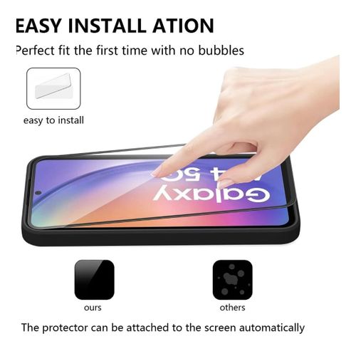 Samsung Galaxy A54 Luxury Soft Rubber Liquid Silicone Skin Touch Feel Cover Case With Screen Protector Black