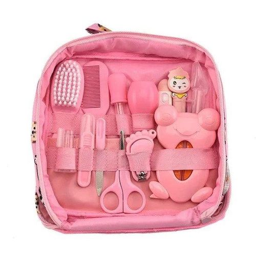 13 PCS Baby Healthcare and Grooming Kit including Thermometer, Feeder, Nasal Aspirator, Finger, Toothbrush Newborn Manicure Set Infant Nail etc... - Pink